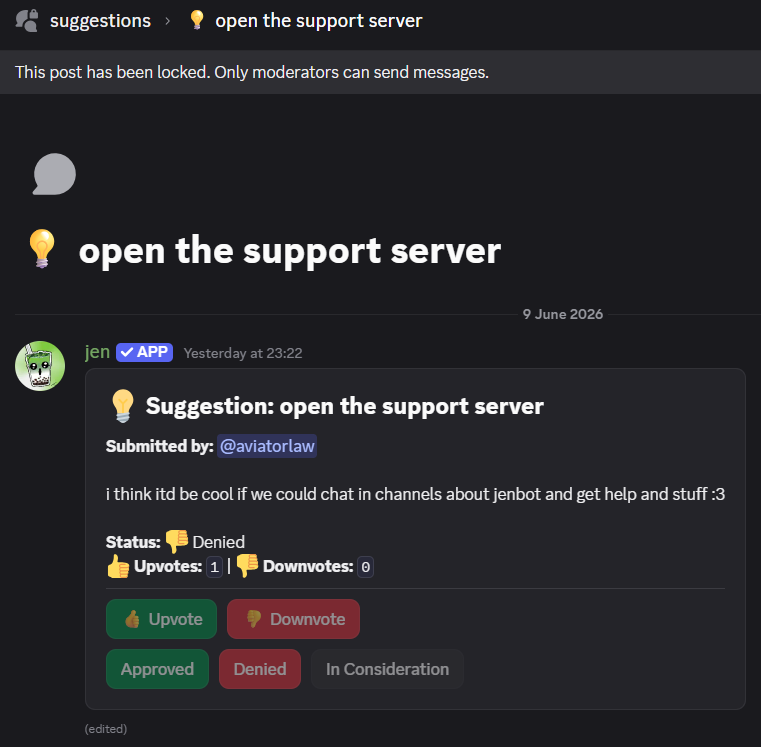 Jen Suggestion Board Thread
